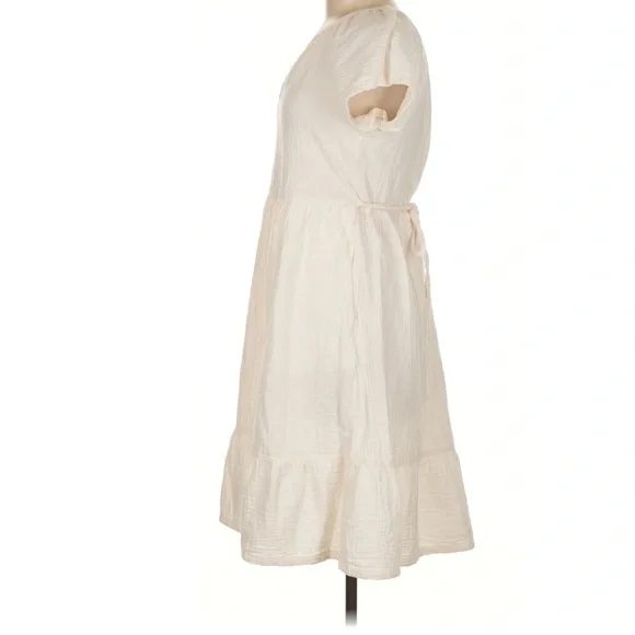 Pact Coastal Double Gauze Breezy Dress Ivory XS - Picture 6 of 12